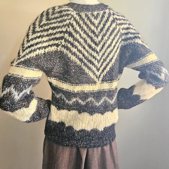 Vintage Mohair Blend Sweater Confetti Chevron Stripe Made In Italy Size Medium - Picture 7 of 10